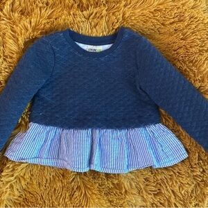 OSHG Kids Sweater Blue with Shimmery blue‎ strips on bottom with flare Size 2T